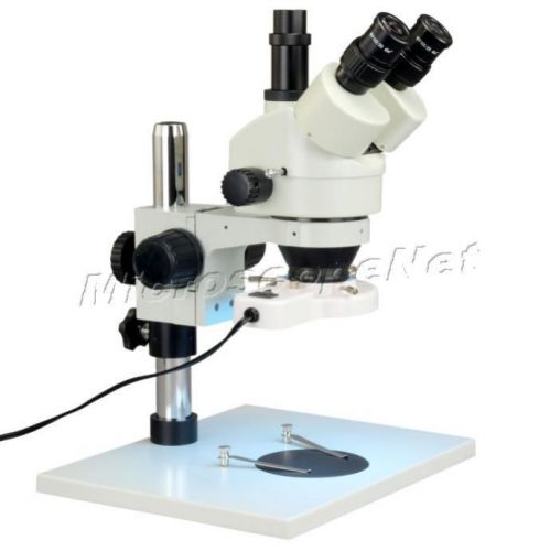 7x-45x zoom trinocular stereo microscope+8w fluorescent ring light+table stand for sale
