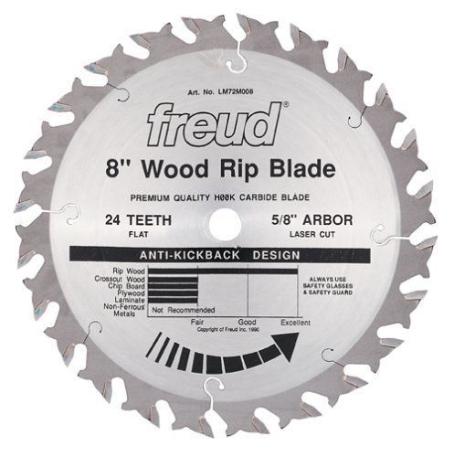 Freud lm72m008 8-inch 24 tooth ftg ripping saw blade with 5/8-inch arbor for sale