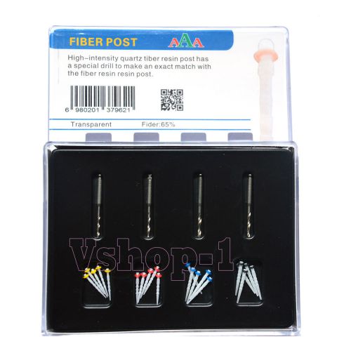 Bid 1 Box AAA Promotion Fiber Resin Dental Post &amp; 4-Drill Screw Thread Glass P3A