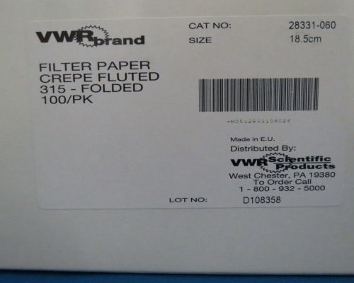VWR Crepe Fluted Filter Paper Circles 18.5cm 28331-060 Pk/100 315 Grade