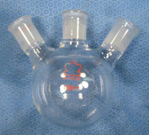 Kontes  100 ml  round  bottom  3-neck  flask  all  14/20           o for sale