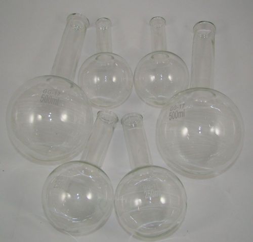 (6) Set of 3 Florence Boling Flask 2x150ml, 2x250ml, 2x500ml Glass by Karter