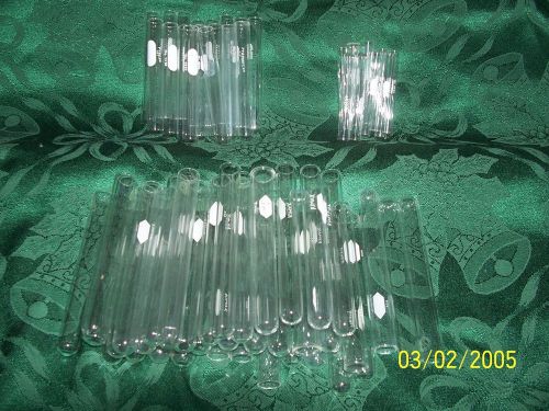 Mixed lot of 63 pyrex kimax glass  test tubes chemistry lab equipment 5,10,15ml for sale