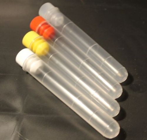 10 x Virtually unbreakable test tubes graduated with tops,10 ml volume .