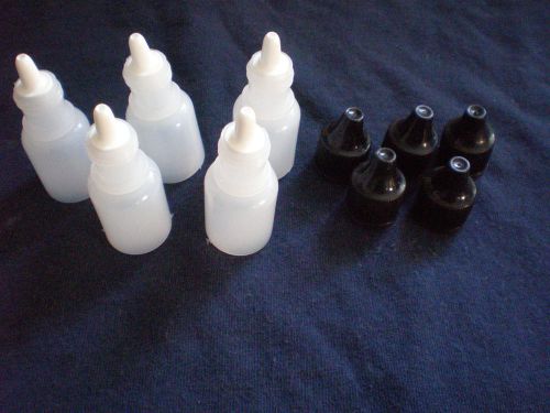 Lot of 300  0ne 1 oz  LDPE Squeezable Natural Plastic Dropper Bottle Black Cap
