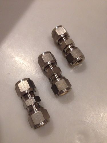 (3) Hoke Gyrolok 3/8&#034; Stainless 316 Union 6U316 Compression Fitting