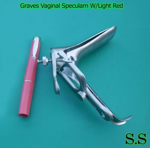 Graves Vaginal Speculum Large w/Light Red Ob/Gyneclogy Instruments