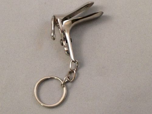 GYN speculum keychain, stainless steel