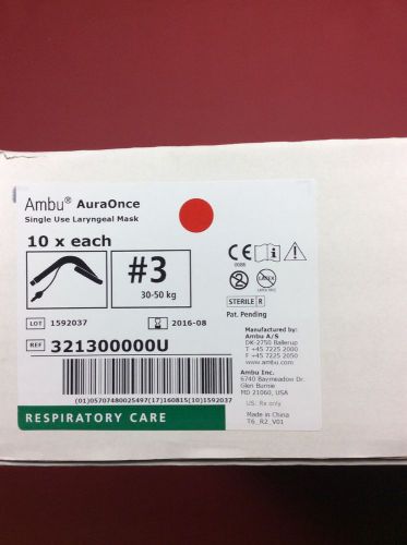 Ambu Auraonce 321300000U Size 3  Box Of 10 Single Use Laryngeal  Mask New LMA