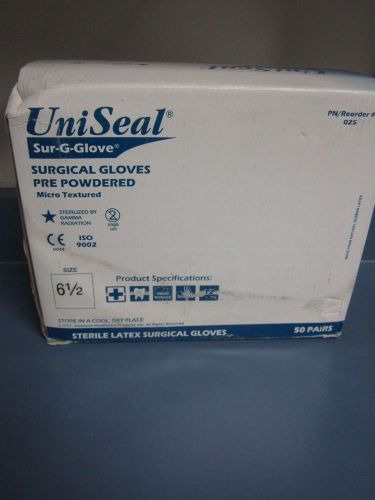 Medical Disposable Glove Uniseal Surgical Pre Powdered Size 6.5 50 Pairs