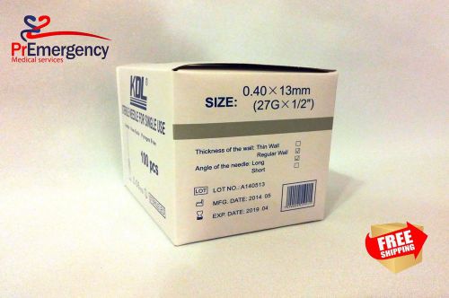 Package of 100 * Disposable Sterile Needles Size 27G