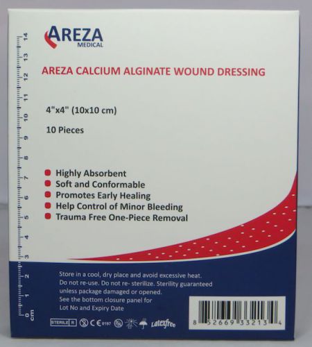 Calcium alginate 4&#034;x4&#034; sterile box of 10 (15% off: orders &gt; 20 boxes) for sale