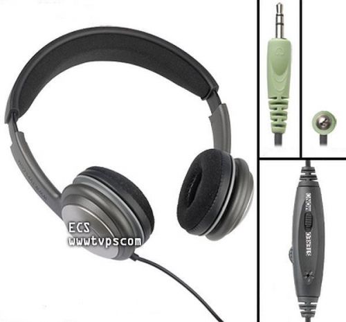 ECS Deluxe 3.5 mm Mono / Stereo Over Head Transcription Headset w/Volume Control