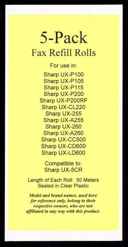 5-pack UX-5CR Fax Refills for Sharp UX-P200 UX-CL220 UX-CC500 UX-CD600 UX-LD600