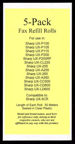 5-pack UX-5CR Fax Refills for Sharp UX-P200 UX-CL220 UX-CC500 UX-CD600 UX-LD600