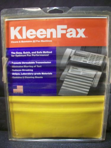 FAX MACHINE CLEANING KIT CLEANS MAINTAINS ELIMINATES BLURRING STREAKING KLEENFAX