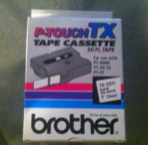 Brothers  P-Touch Tx2511 Tape Cassette 50 Ft.Tape Black On White 1&#034;(24MM) New
