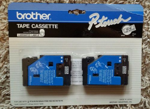 Brother P-Touch TC-10 Tape Cassette Laminated Labels Black On Clear 2 Pack