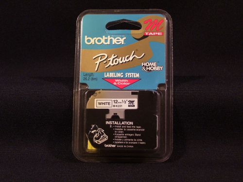 BROTHER P-TOUCH M231 LABELING TAPE 1/2&#034; BLACK ON WHITE GENUINE OEM NEW IN PKG