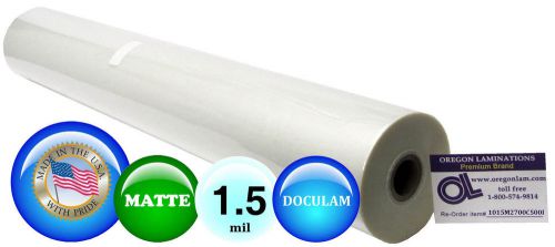 Matte doculam laminating film 27&#034; x 500&#039; 1.5 mil 1&#034; core qty 1 roll for sale