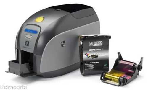 Zebra ZXP Series 1 ID Card Printer Media Starter Kit w/ Color Ribbon &amp; PVC Cards