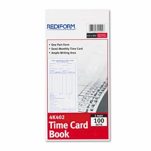 Rediform Employee Time Card, Semi-Monthly, 4-1/4 x 8, 100/Pad (RED4K402)