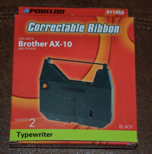 NEW Porelon #11453 Black Typewriter Correctable Ribbon 2 Pack Brother AX-10 NIB