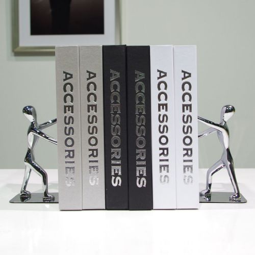 Creative stainless steel small humanoid bookshelvs kongfu bookends home deco for sale
