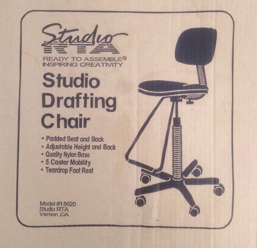 Studio Drafting Chair, Ready to Assemble, Brand New in Box, Scotchgard, Black