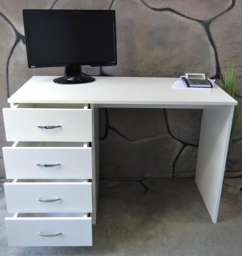 Schreibtisch computertisch pc tisch burotisch weiss mdf 4 schubladen ct015c for sale