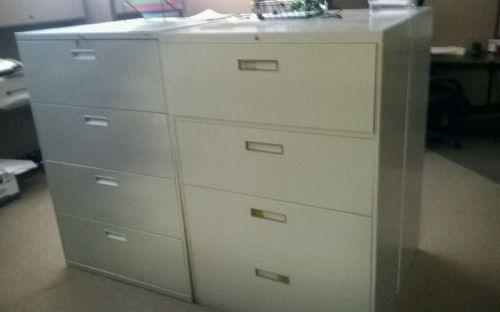 PRE OWNED SET OF 4  (4) DRAWER LATERAL  FILE CABINET-LOCK/KEY  ...LOCAL PICK UP