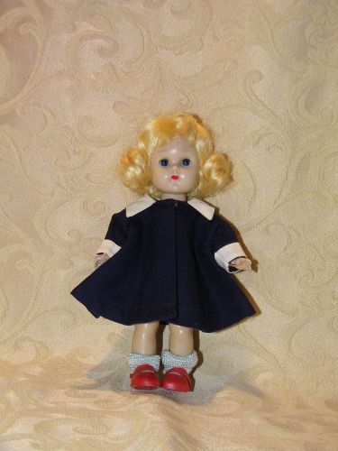 1955 VOGUE GINNY NAVY BLUE COAT FOR EASTER*MINT*MUFFIE 7-8&#034; DOLLS MEDFORD MASS