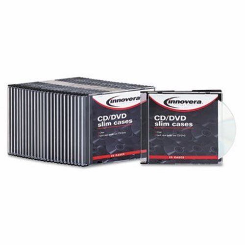 Innovera CD/DVD Polystyrene Thin Line Storage Case, Clear, 25/Pack (IVR85825)