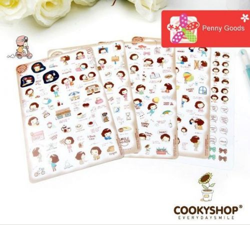 Cooky girl Card Scrapbooking Diary Decoration Sticker calendar accessory DIY 5pc