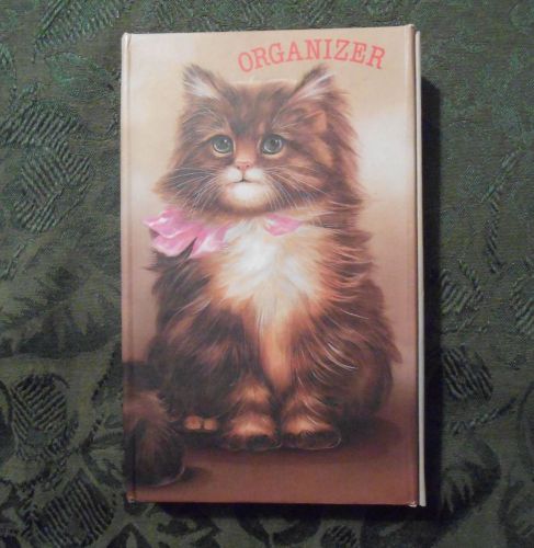Girls organizer, Planner, Kitty Cat, 3-fold magnetic, 6.25 x 4 inches, addresses