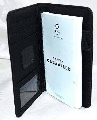 Franklin Covey Black Leather Weekly Organizer Planner # 365