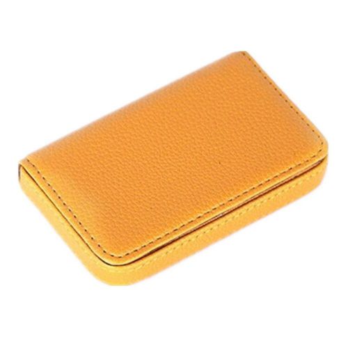 PU Leather Pocket Business Name Credit ID Card Case Box Holder HOT Yellow