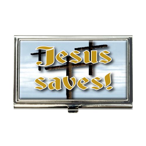 Jesus saves! Three Crosses Heaven Business Credit Card Holder Case