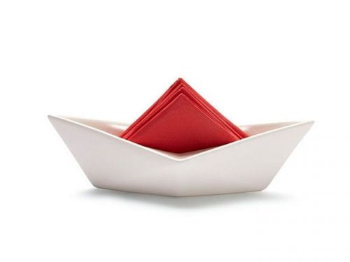 Monkey Business Design Gifts Set Sail Napkin holder Elegant Ceramic White Boat ?