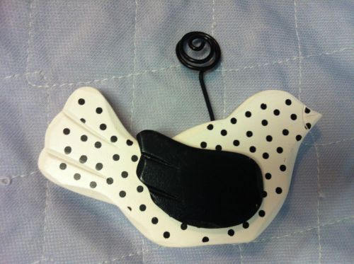 Little Birdie Note/Message Holder  White with Block Polka Dots Office Home  NWOT