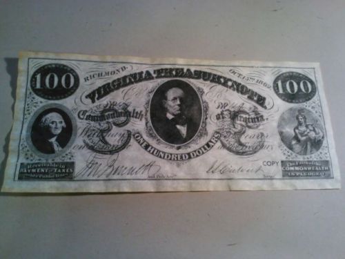 Old Confederate$100doller large size note bank paper George Washington rare copy