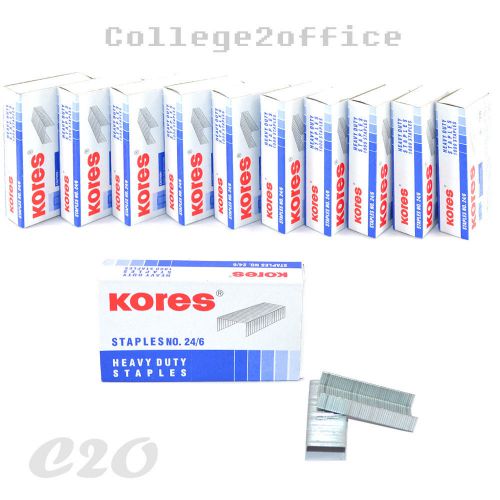 10 x 1000 pins of kores staples 24/6 pins good quality metal for sale
