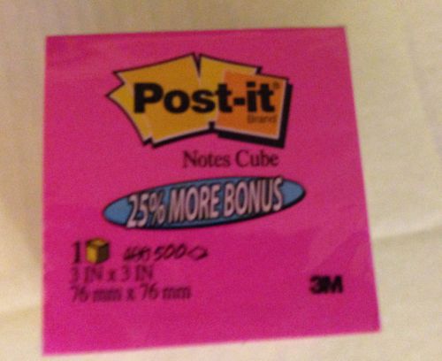 Post-It Notes Cube, 500 Sheets (25% More Bonus), Assorted Colors 3&#034; x 3&#034; #2027-B