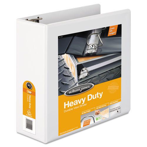 Heavy-duty d-ring vinyl view binder, 4&#034; capacity, white for sale