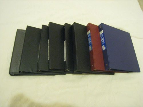 LOT of 8 (1 inch binders) 3 Ring presentation Multi-color