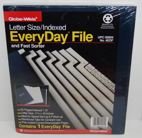 Globe-Weis EveryDay File, Fast Sorting &amp; Organizing, Tabs 1-31, Letter Size, NEW
