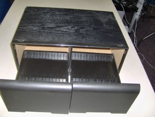 Wood Frame Filing Box With Two Plastic Drawers