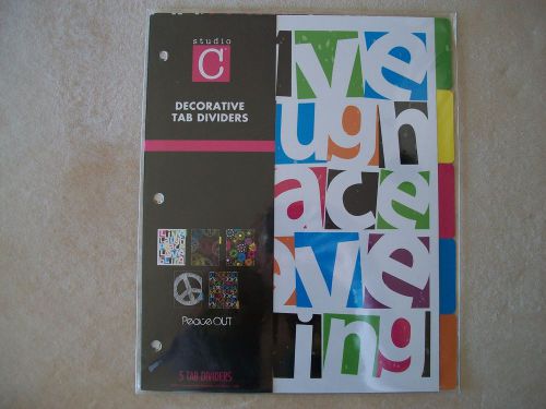 5 Studio C &#034;Peace Out&#034; Decorative Tab Dividers By Carolina Pad, NEW IN PACKAGE!!