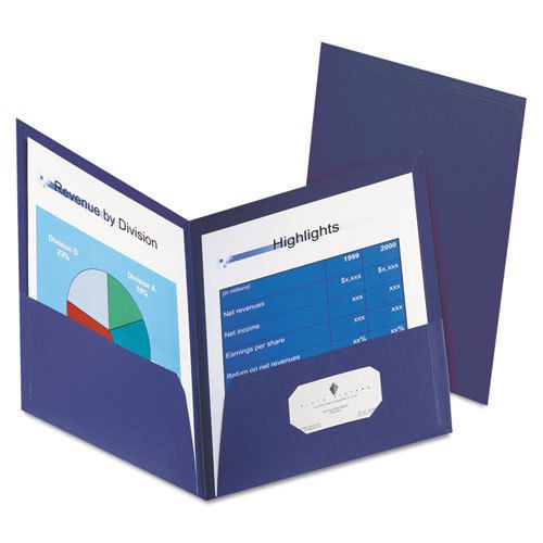 Honeycomb high-capacity twin pocket folders, 1&#034; capacity, dark blue, 4/pack for sale