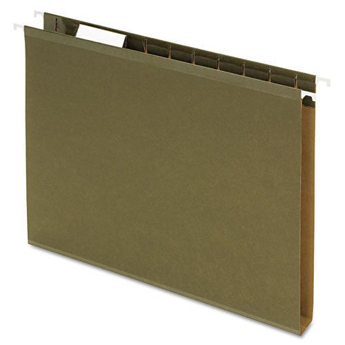 Reinforced 1&#034; extra capacity hanging folders, letter, standard green, 25/box for sale